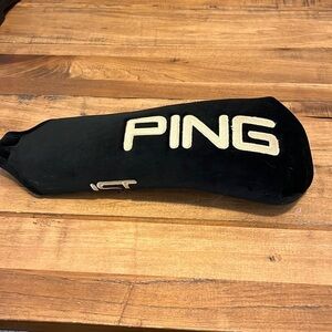Ping Tist golf club cover, black with gold embroidered logo